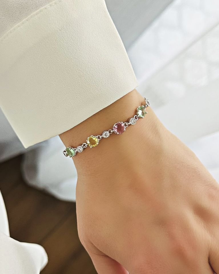 Multicolor Taşlı Bileklik|925 Gümüş