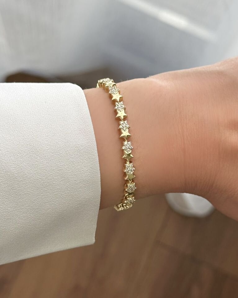 Açık Gold Tam Tur Yıldız Bileklik