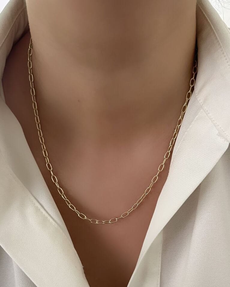 Açık Gold Slim Ataç Zincir Kolye