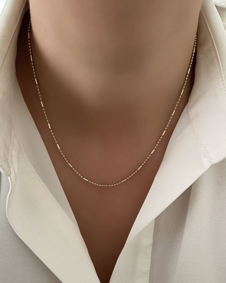 Açık Gold Slim Dorika Kolye