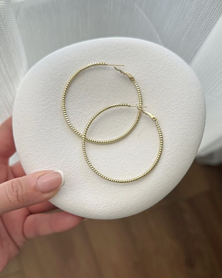 Açık Gold Tırtıklı Halka Küpe
