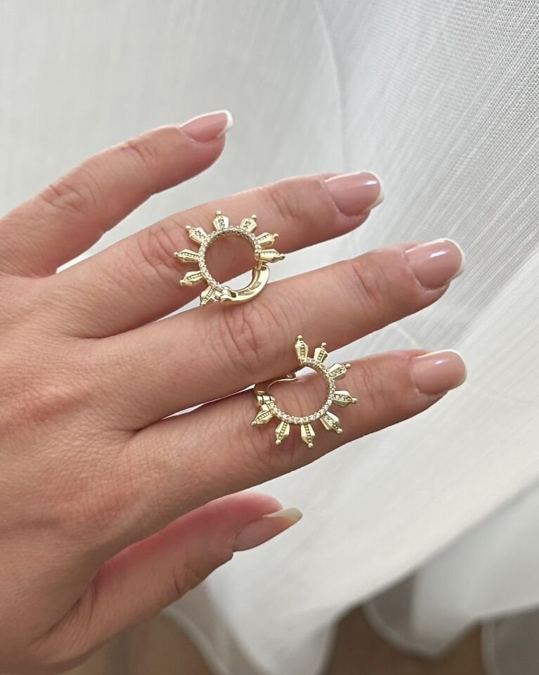 Açık Gold Çark Küpe