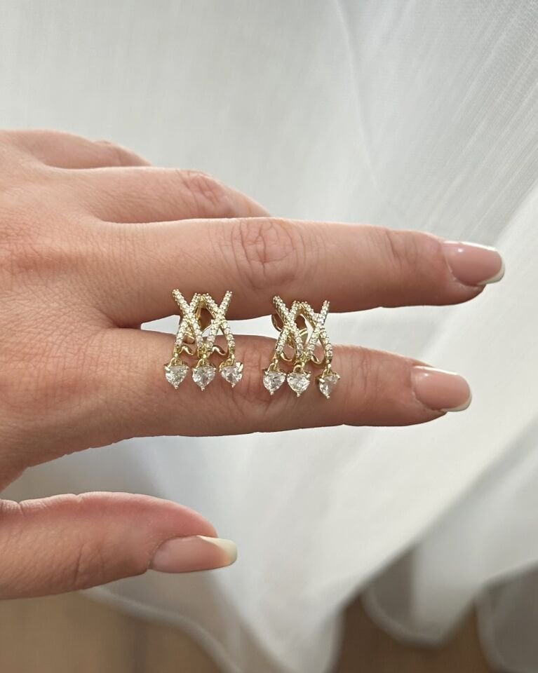 Açık Gold Tria Küpe