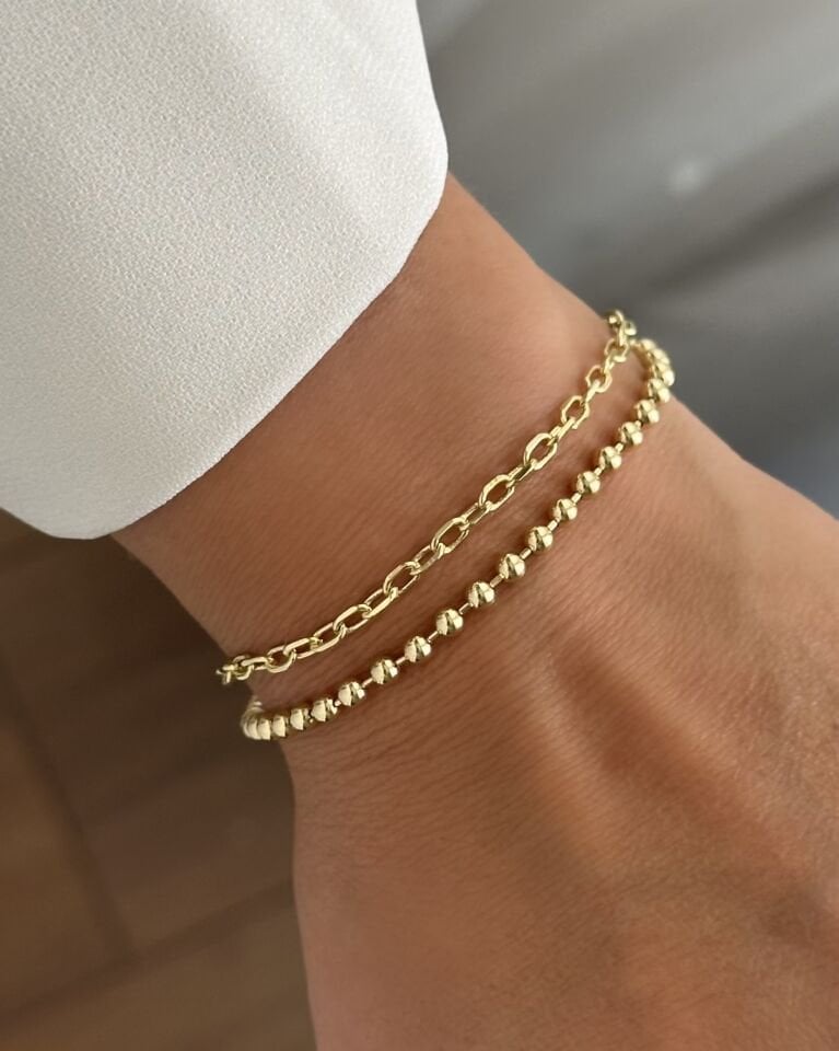 Açık Gold Dorika Zincir Birleşik Bileklik