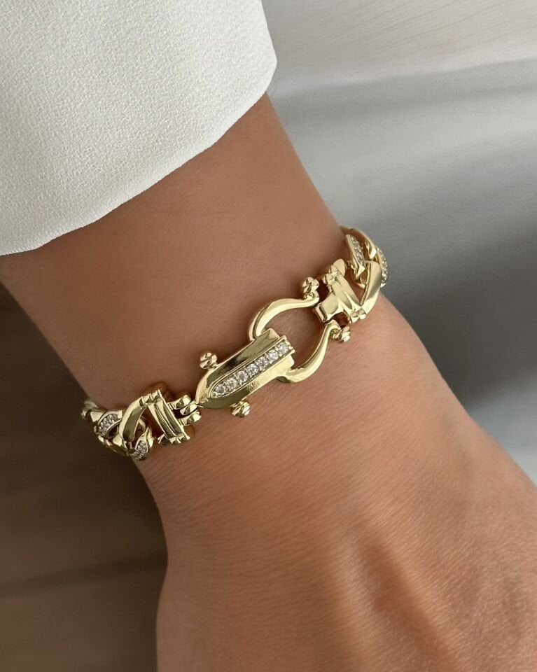 Açık Gold Dümen Kilit Model Bileklik