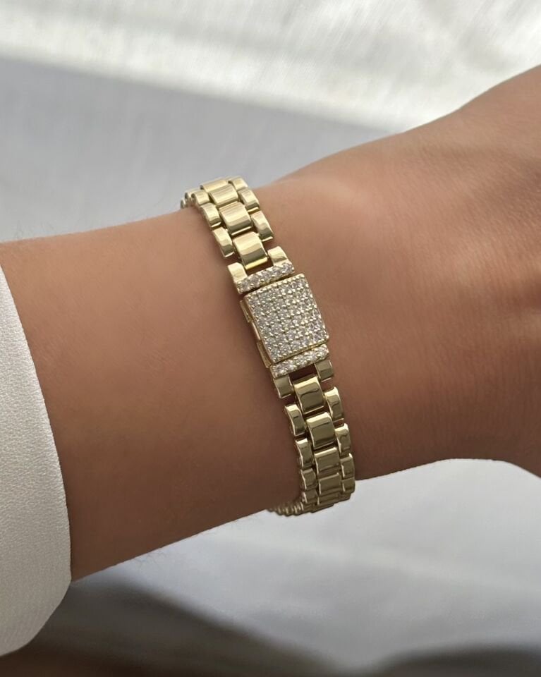 Açık Gold Saat Kordon Gurmet Bileklik