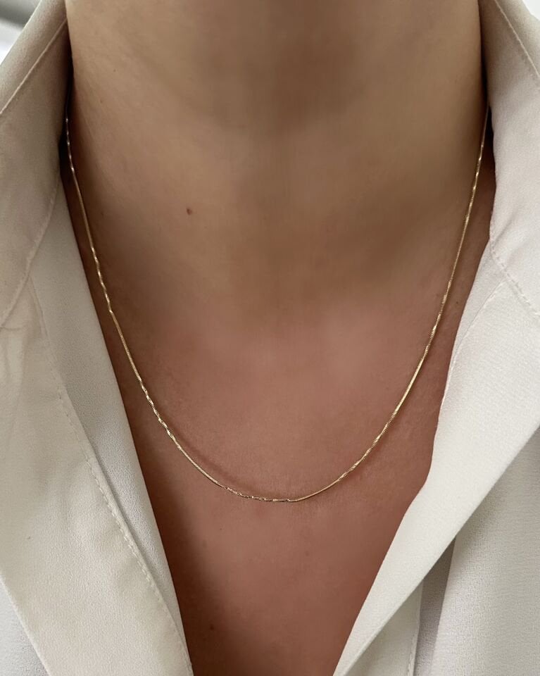 Açık Gold Slim Desenli Kolye
