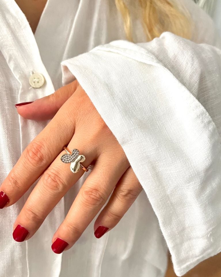 Taş Detaylı Kelebek Yüzük