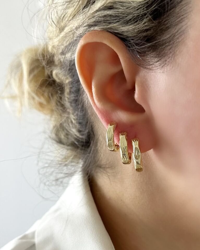 Açık Gold Halka Set Küpe