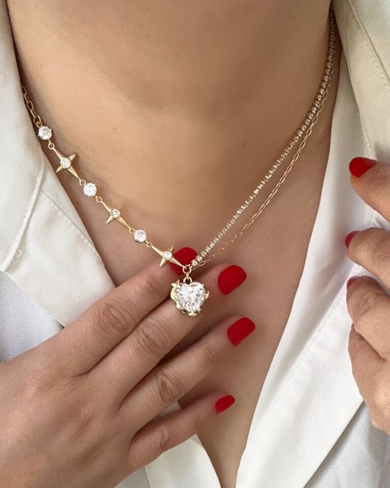 Açık Gold Tasarım Kalp Kolye