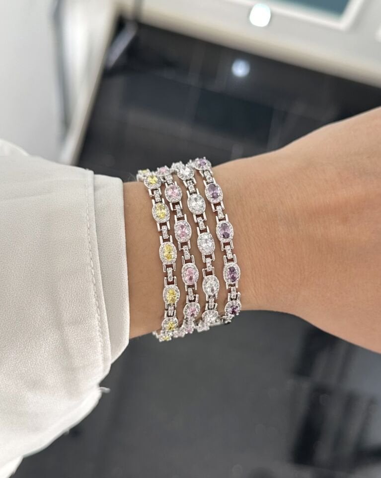 Oval Taşlı Silver Bileklikler