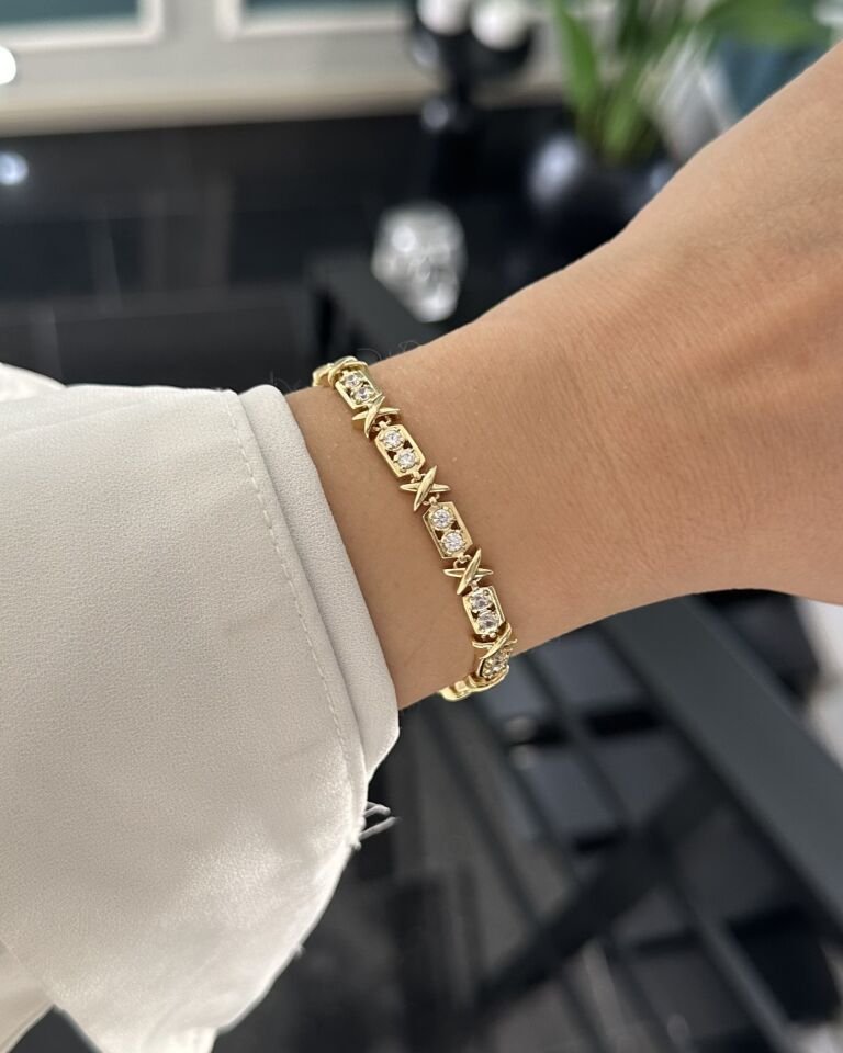 Açık Gold X Geçişli Bileklik