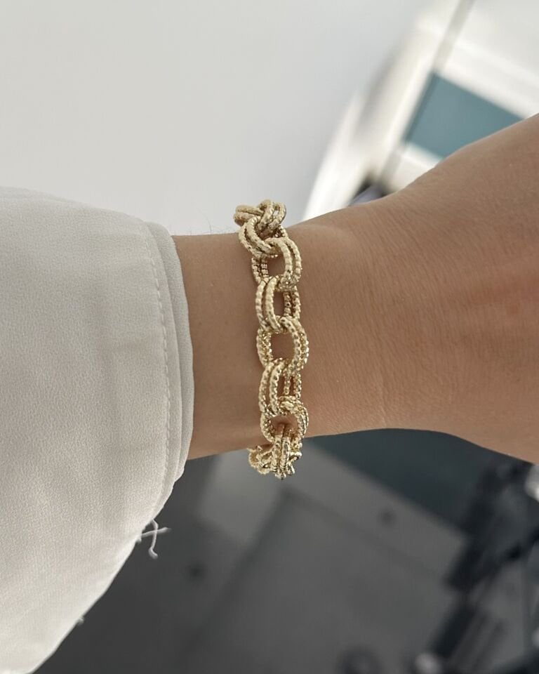 Açık Gold Çift Halkalı Zincir Bileklik