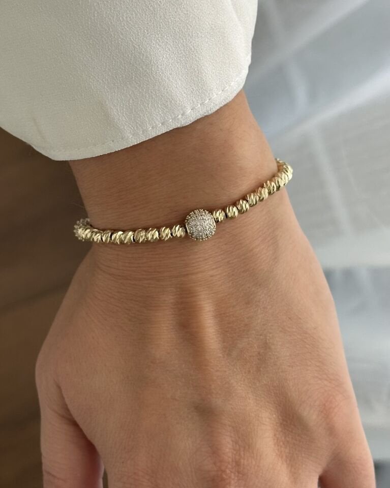 Açık Gold Taş Detaylı Dorika Bileklik