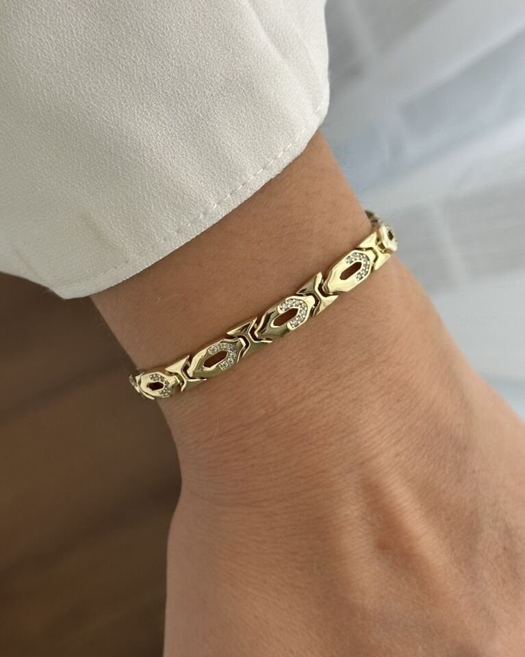 Açık Gold Elips Motifli Bileklik