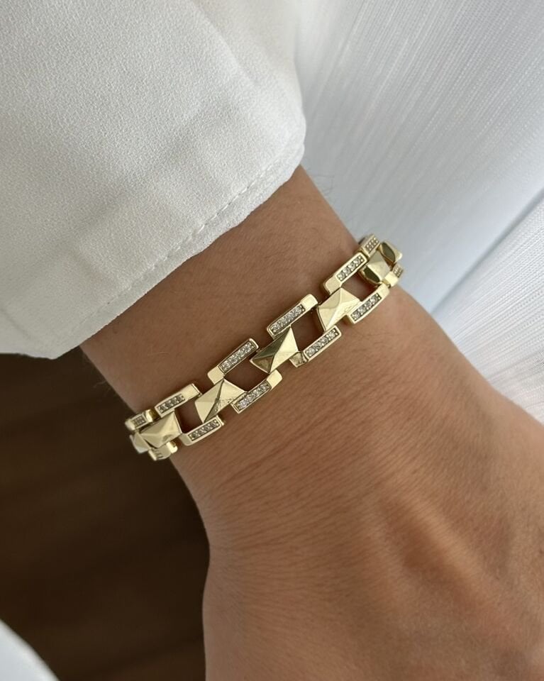 Açık Gold Geometrik Motifli Bileklik