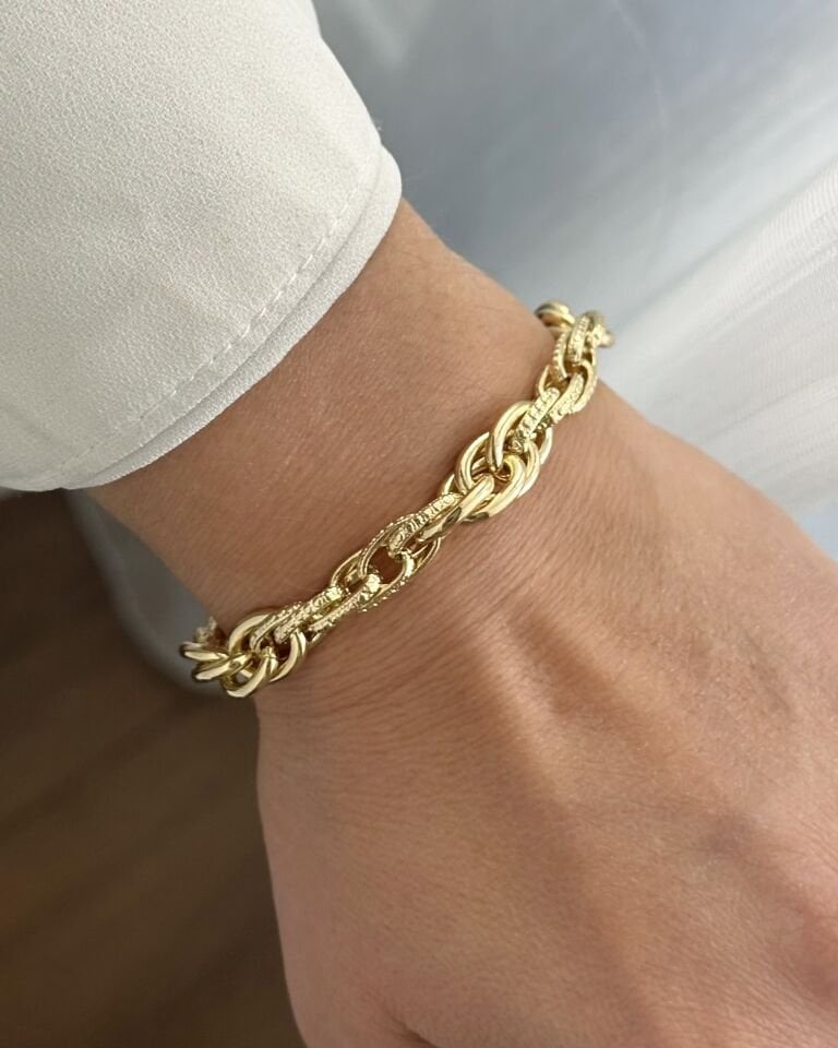 Açık Gold İri Burgu Motifli Bileklik