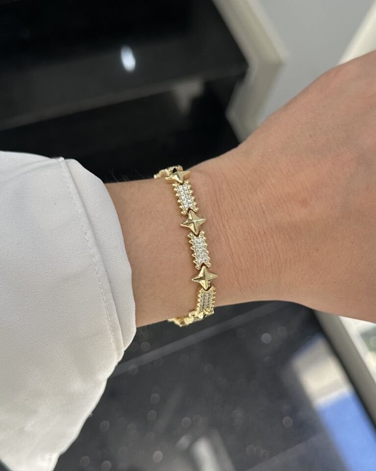 Açık Gold Deniz Yıldızı Taşlı Bileklik