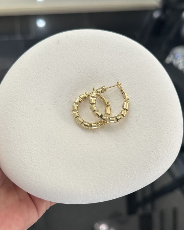 Açık Gold Boğumlu Halka Küpe