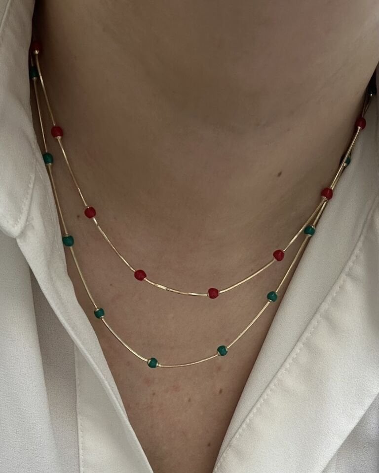 Açık Gold Renki Mineli Kolyeler