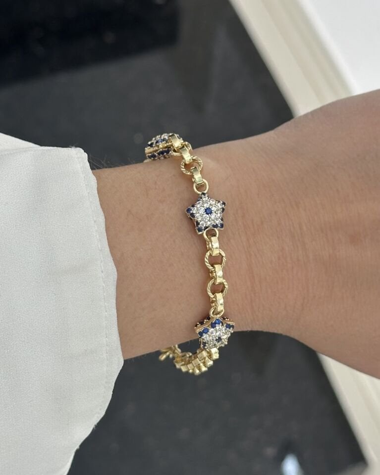 Açık Gold Yıldız Nazarlı Bileklik