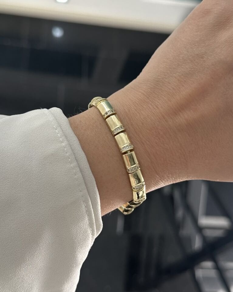 Açık Gold Dörtgen Plaka Bileklik