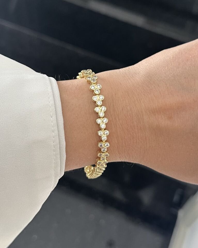 Açık Gold Taşlı Üç Tohum Bileklik