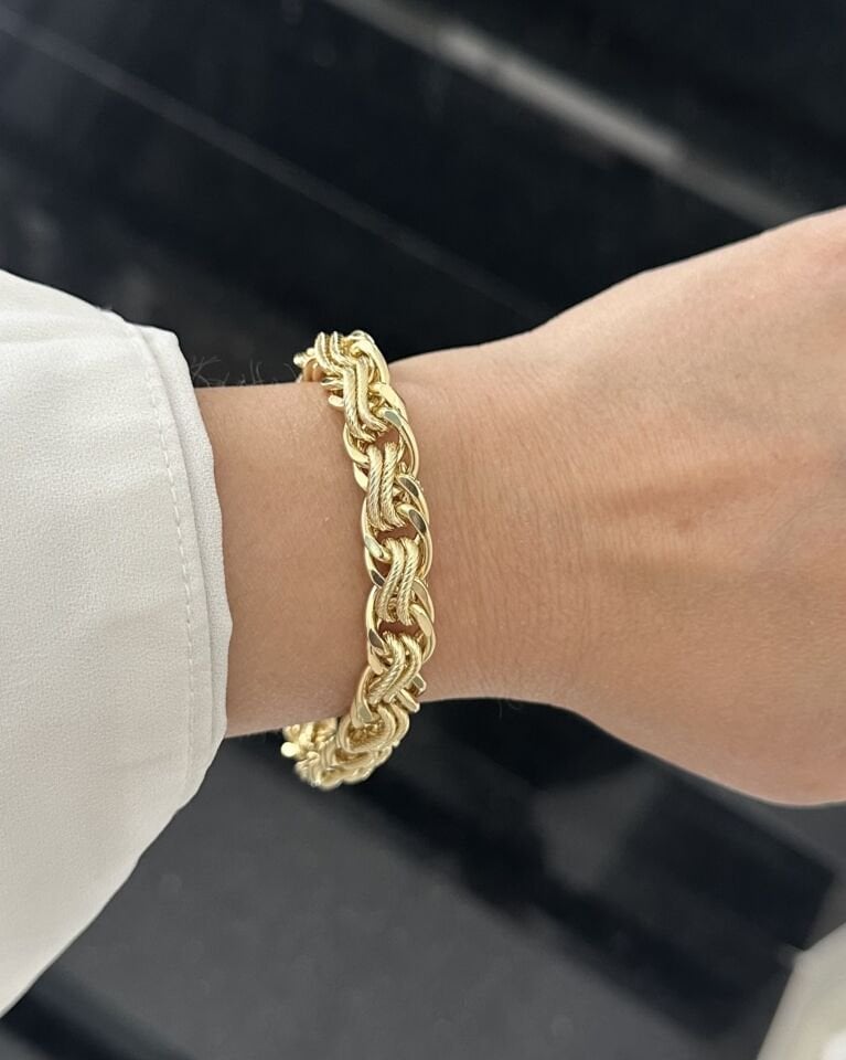 Açık Gold İç İçe Kalın Zincir Bileklik