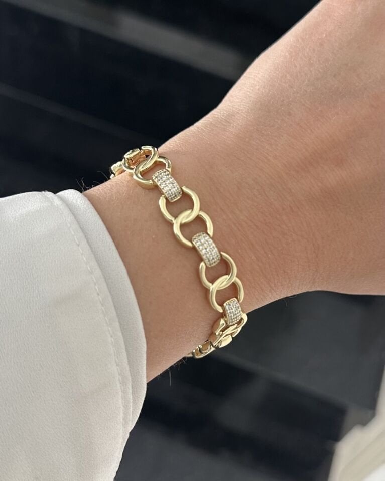 Açık Gold Halka Geçişli Bileklik