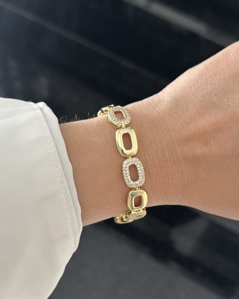 Açık Gold Oval Zincir Bileklik