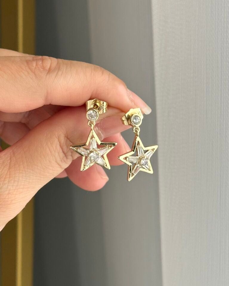 Açık Gold Mini Yıldız Küpe