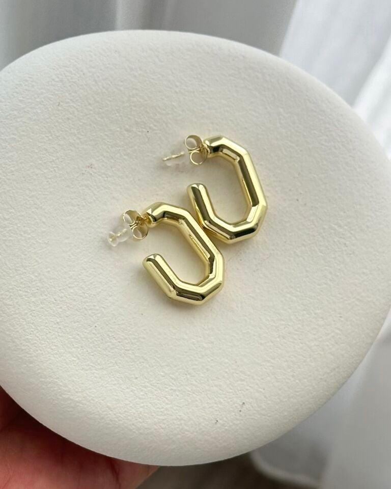 Açık Gold Oval Boru Küpe