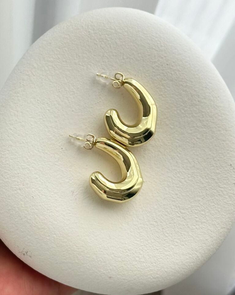 Açık Gold Boru Kemik Küpe