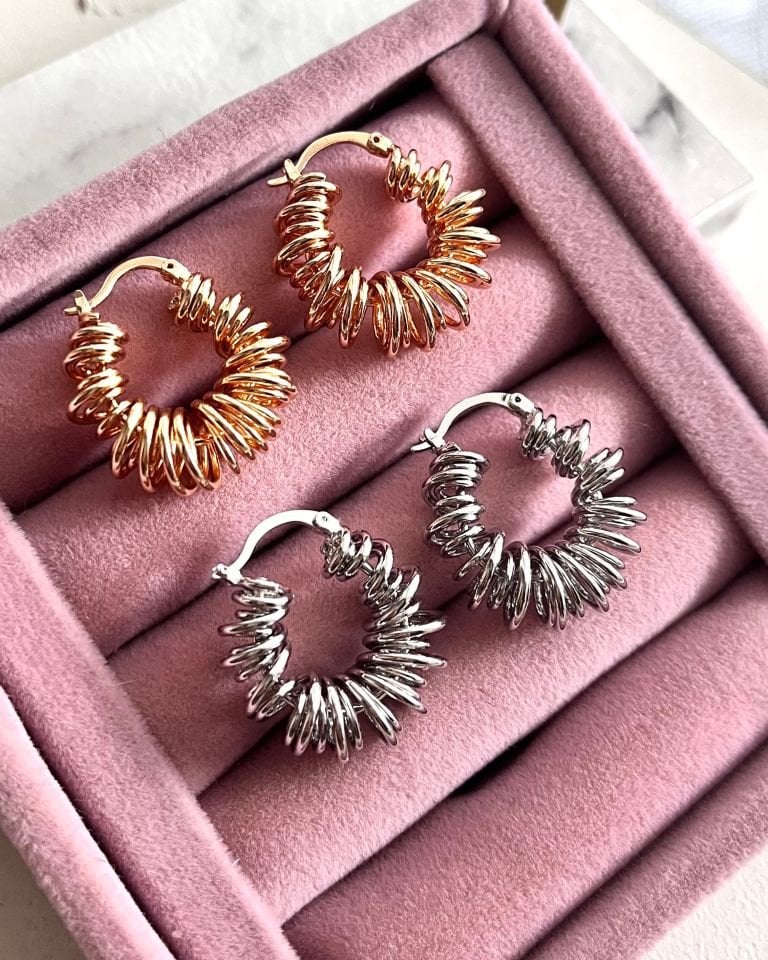Altın Kaplama Spiral Halka Küpeler