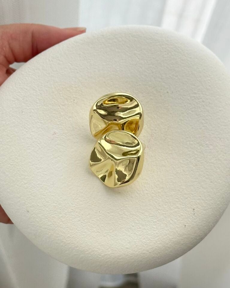Açık Gold Vintage Düğme Küpe