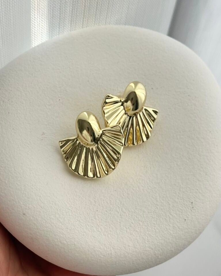 Açık Gold Vintage Yelpaze Küpe