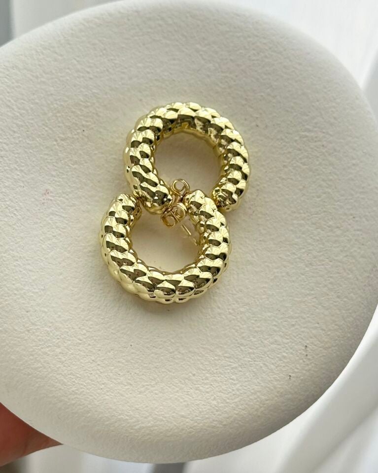 Açık Gold Bubble Boru Halka Küpe