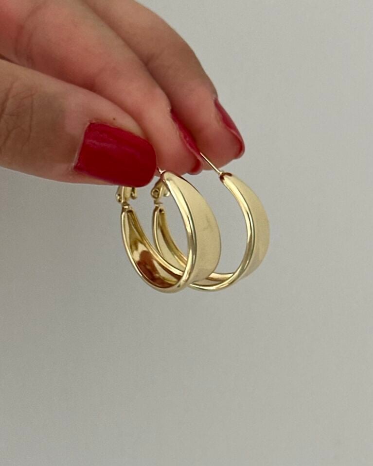 Açık Gold Çan Form Halka Küpe