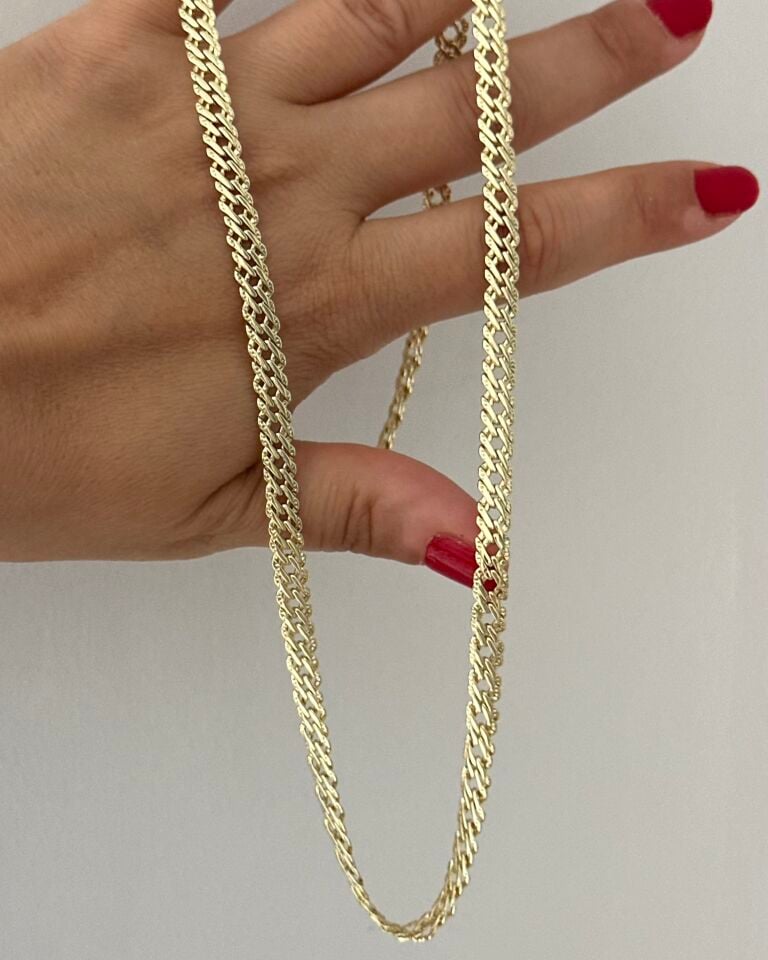 Açık Gold Hasır Model Vintage Kolye