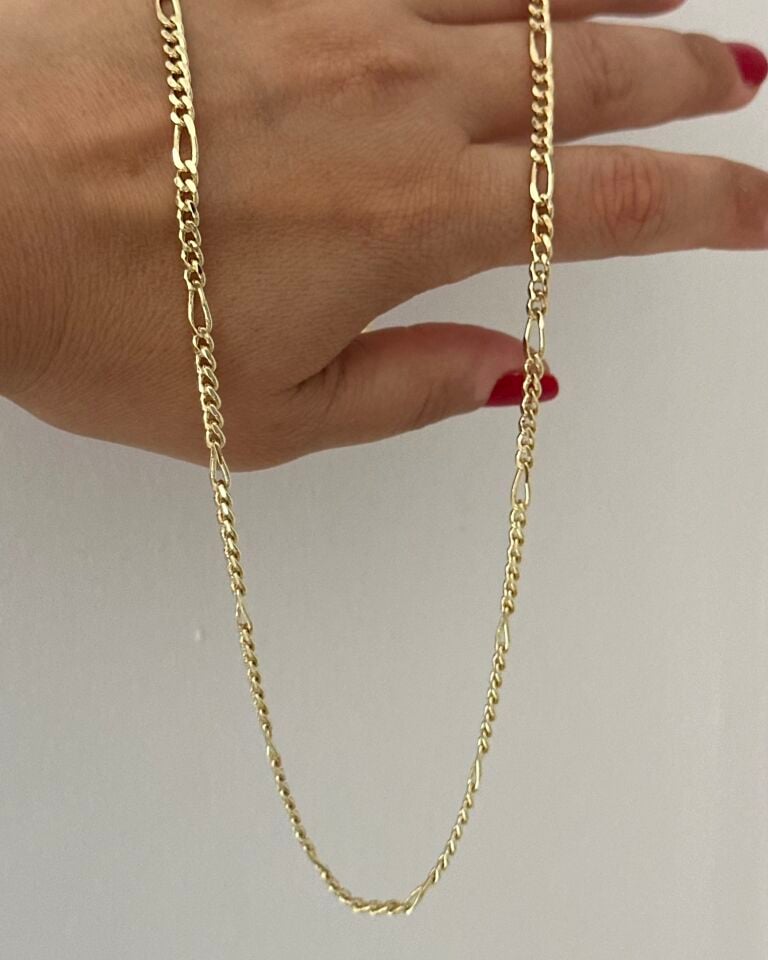 Açık Gold Figaro Kolye