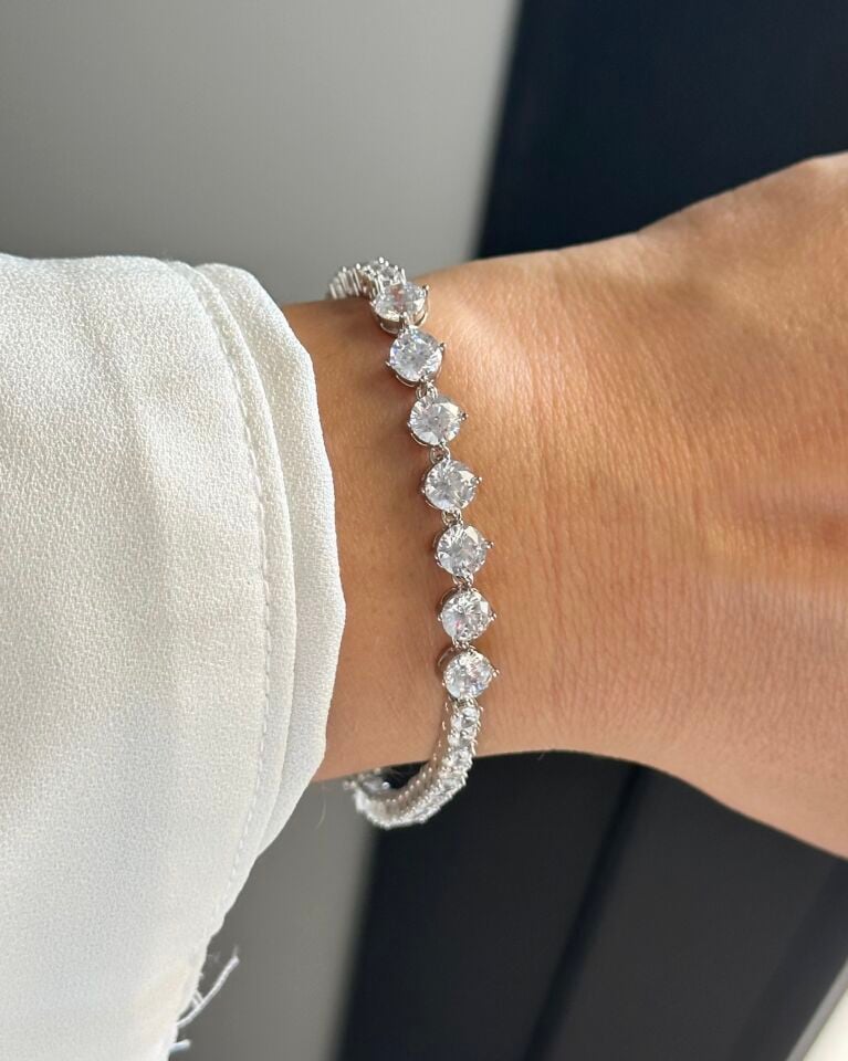 Silver Karma Taşlı Su Yolu Bileklik