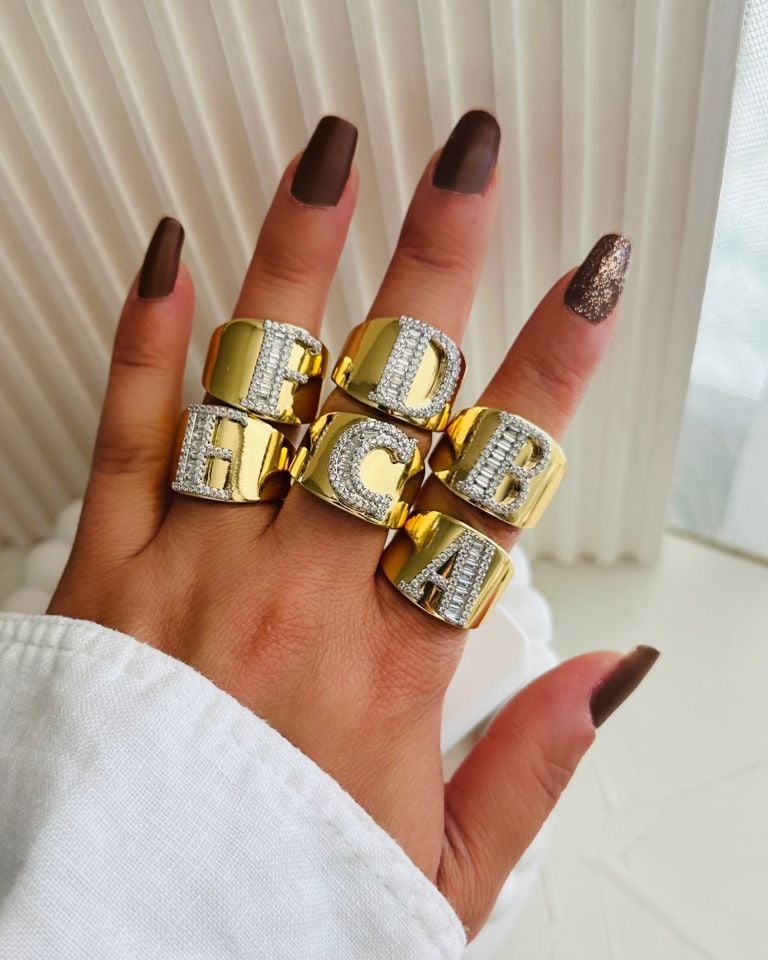 Açık Gold Harf Yüzükler