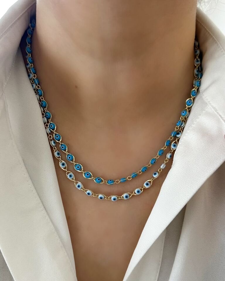 Açık Gold Mineli Nazar Kolyeler