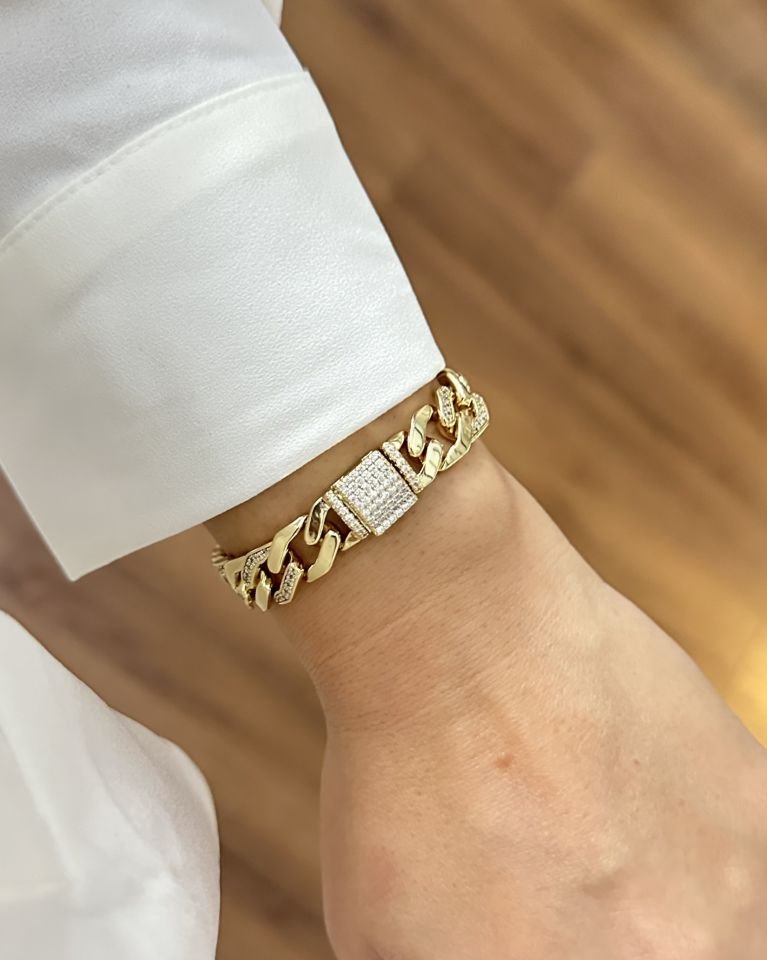 Açık Gold Taşlı Gurmet Künye