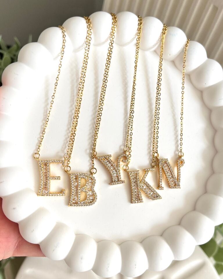 Pırlanta Montür Harf Kolye|Gold