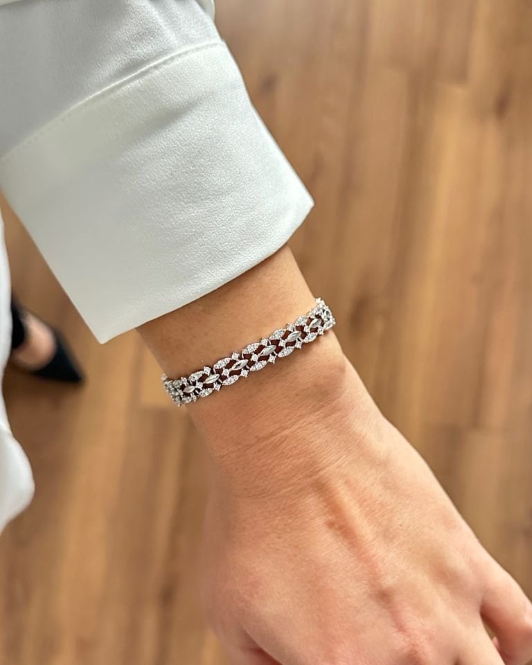 Silver Taş İşlemeli Hasır Künye