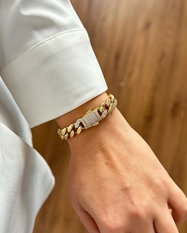 Açık Gold Tam Tur Taşlı Gurmet Künye