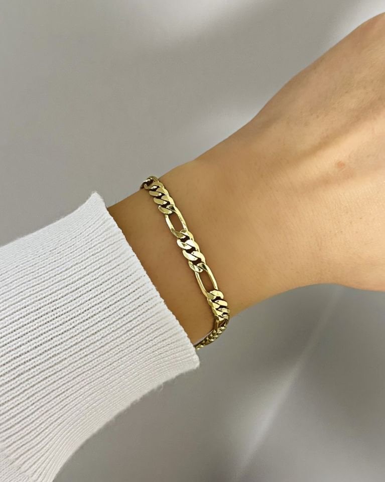 Açık Gold Figaro Zincir Künye