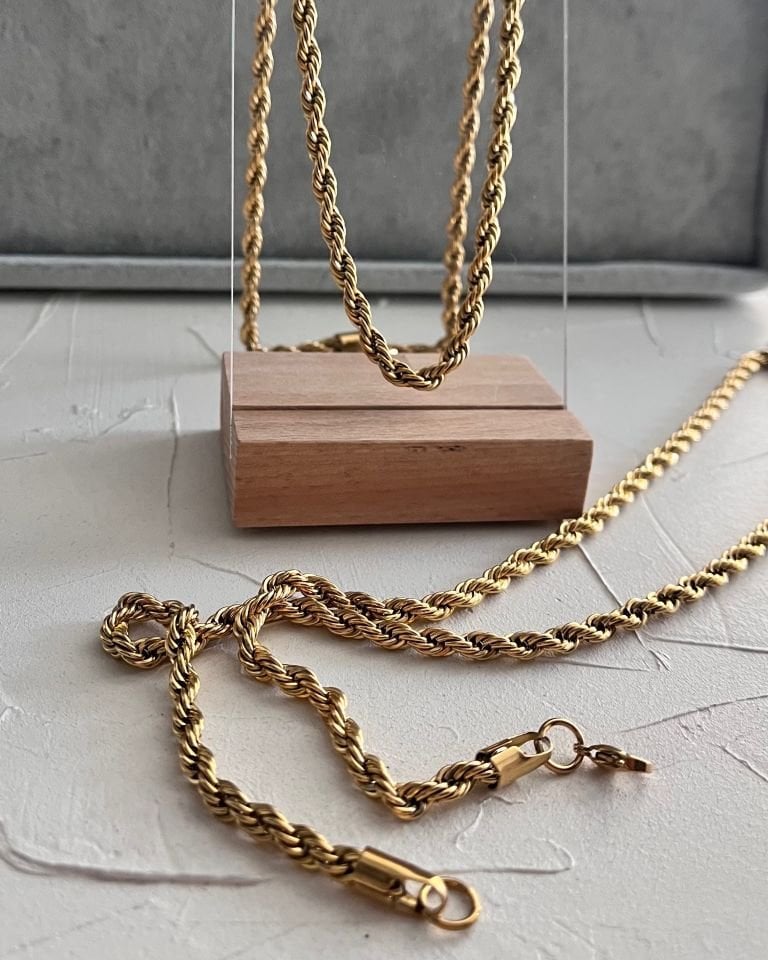 4mm Burgu Zincir Kolye-65cm