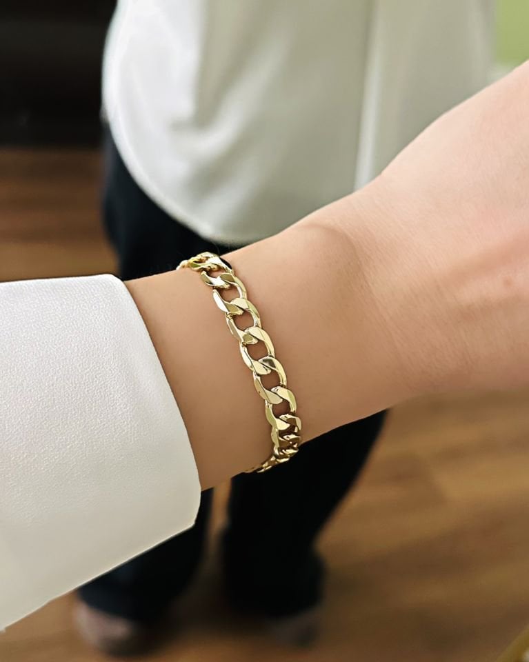 Açık Gold Düz Zincir Künye